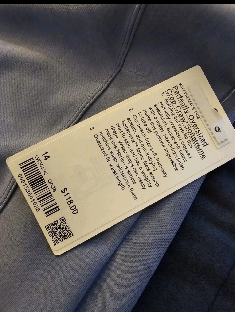 Lululemon FIRE! NWT! Softstreme Perfectly Oversized Cropped Crew. Sz 14. R2S! - Picture 14 of 15